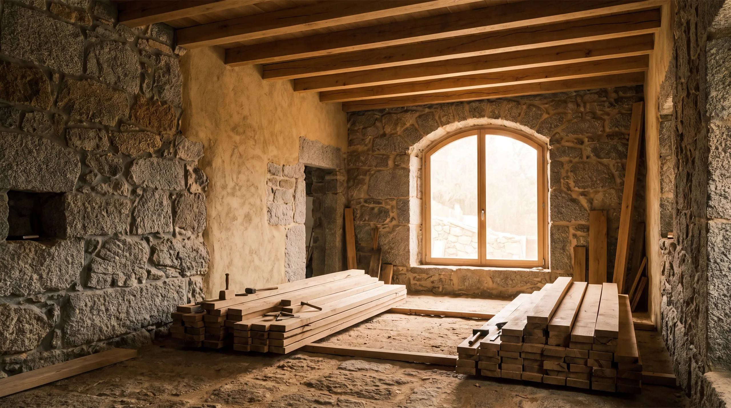 Interior en reforma de una vivienda en la Sierra Norte